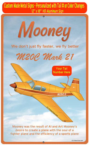 Mooney M20 / M20C (Yellow/Brown) HD Airplane Sign
