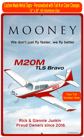 Mooney M20M TLS Bravo (Red/Black) HD Airplane Sign