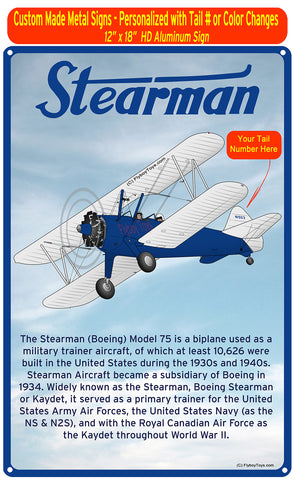 Stearman FSX1 (Blue) HD Airplane Sign