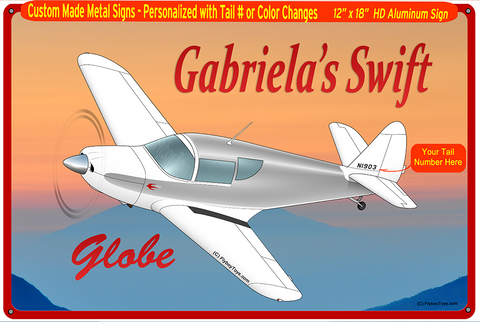 1946 Globe/Temco Swift GC-1B (Silver) HD Airplane Horizontal Sign