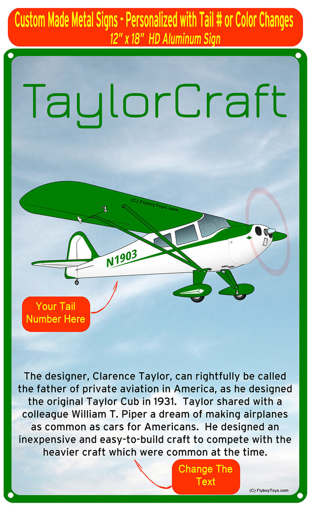 Taylorcraft F-21B (Green) HD Airplane Sign