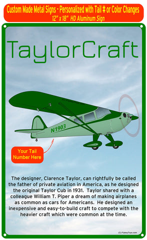 Taylorcraft F-21B (Green #2) HD Airplane Sign