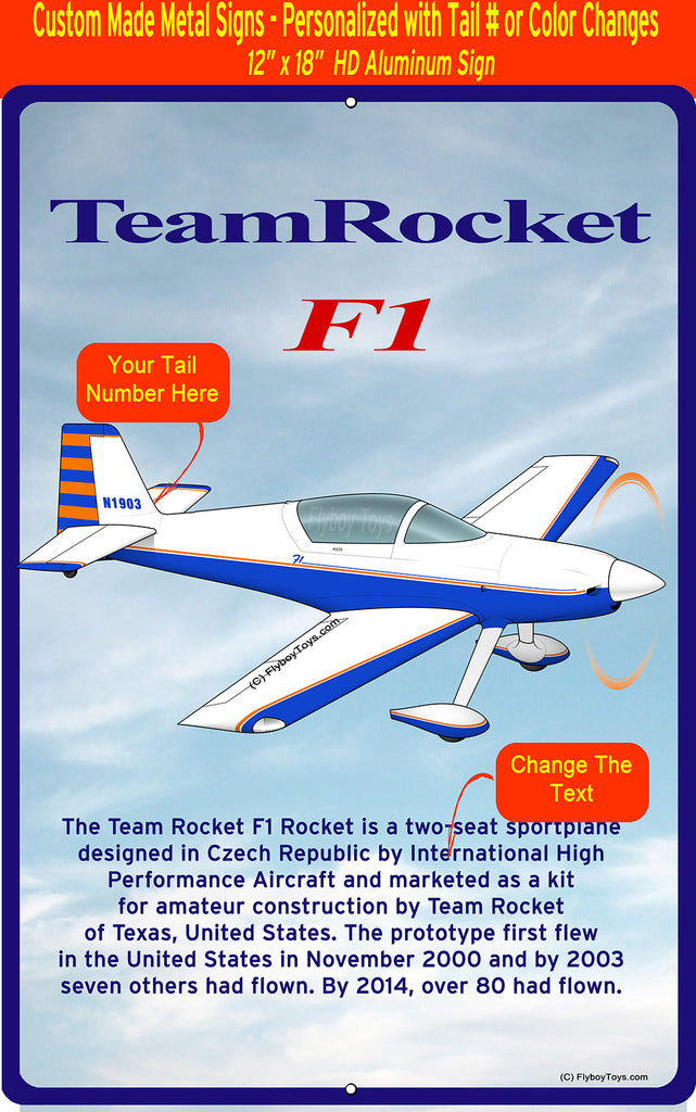 Team Rocket F1 (Blue/Orange) HD Airplane Sign