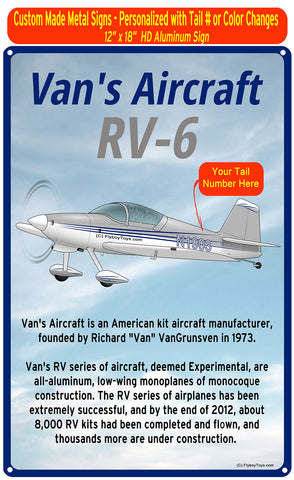 Van's Aircraft RV-6 (Silver/Blue) HD Airplane Sign