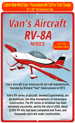 Van's Aircraft RV-8A (Red/Black) HD Airplane Sign
