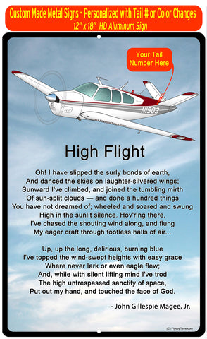 High Flight HD Airplane SIGN-HIGHFLIGHT-AIR2552FEV35A-BURG1 - Personalized with Your N#