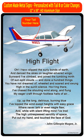High Flight HD Airplane Sign SIGN-HIGHFLIGHT-AIR255DLJ-BR1 - Personalized w/ your N#