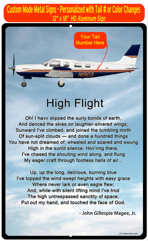 High Flight HD Airplane SIGN-HIGHFLIGHT-HRAIRG9GPA32R - Personalized with Your N#