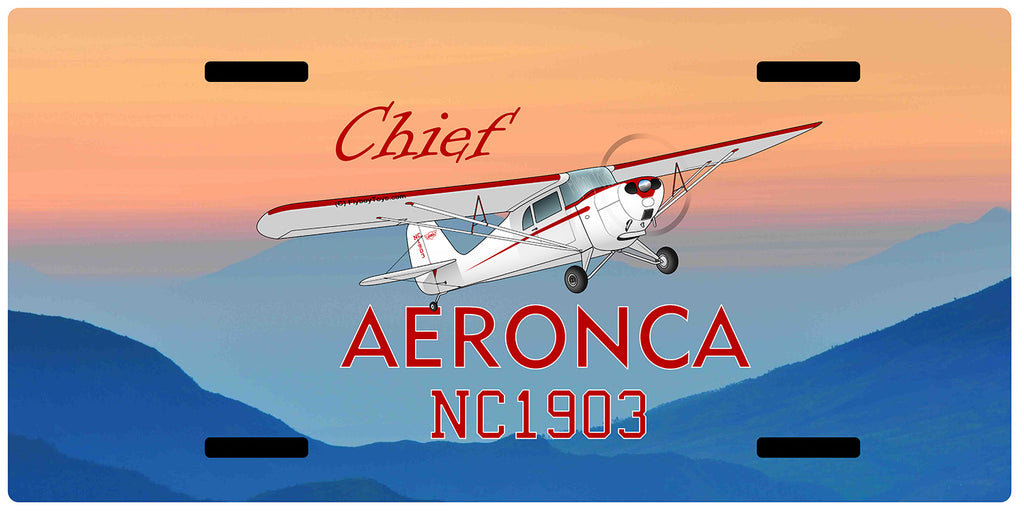 Aeronca Chief Airplane License Metal Plate - Add Your N# – Flyboy Toys