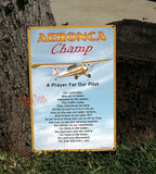 Aeronca Champ (Red/Gold) HD Airplane Sign - A Prayer for our Pilot