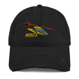 Helicopter Embroidered Distressed Cap HELIJ9BS76-YB1 - Personalized w/ Your N#