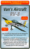 Van's Aircraft RV-8 (RV8) HD Airplane Sign - Black/Silver/Yellow