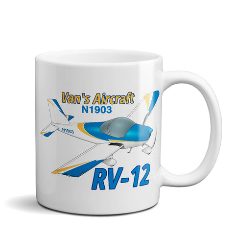 Van's Aircraft RV-12 (Yellow/Blue) Airplane Ceramic Mug - Personalized