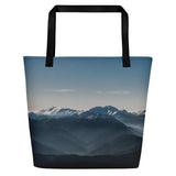 Custom Mountain Airplane All-over Print Large Tote Bag w/ Pocket
