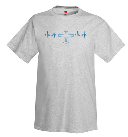 Heartbeat Plane Top View Rotated Airplane Aviation T-Shirt
