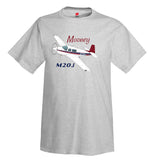 Mooney M20J / 201 (Red/Blue) Airplane T-Shirt - Personalized w/ Your N#