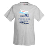 Man Must Fly Quote Aviation Theme T-Shirt - Personalized w/ Your Airplane
