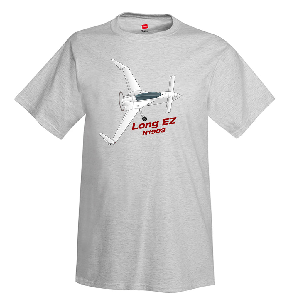 Rutan Model 61 Long EZ (White) Airplane T-Shirt - Personalized w/ Your N#