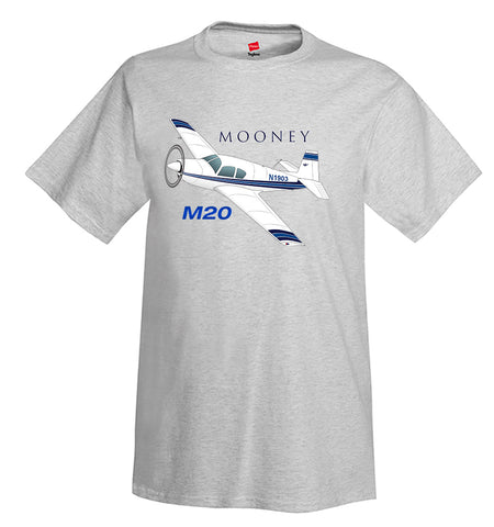 Mooney M20 / M20C (Blue/Black) Airplane T-Shirt - Personalized w/ Your N#