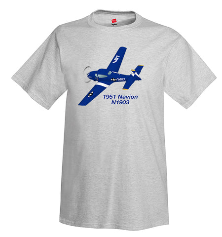 1951 Ryan Navion B (Blue/Yellow)  Airplane T-Shirt - Personalized w/ Your N#