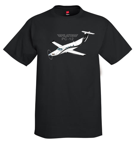 Pilatus PC-12 NG (Silver/Black) Airplane T-Shirt - Personalized with Your N#