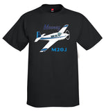 Mooney M20J / 201 (Blue #2) Airplane T-Shirt - Personalized w/ Your N#