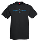 Heartbeat Plane Top View Rotated Airplane Aviation T-Shirt