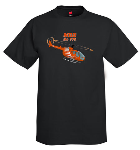 MBB Kawasaki BO 105 (Orange) Helicopter T-Shirt - Personalized w/ Your N#