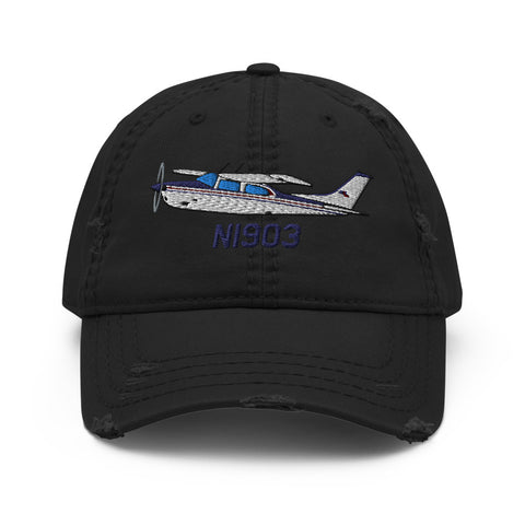 Airplane Design Embroidered Distressed Hat AIR35JJ210K-BM1 - Add your N#
