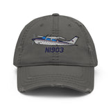 Airplane Design Embroidered Distressed Hat AIR35JJ210K-BM1 - Add your N#