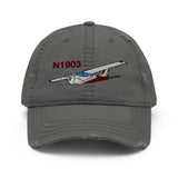 Airplane Design Embroidered Distressed Hat AIR35JJ177I7-RG1 - Add your N#