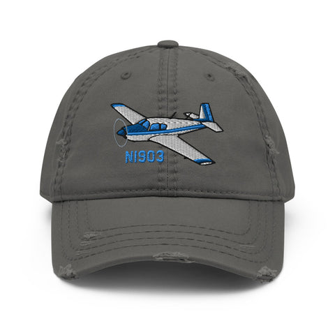 Mooney M20 Airplane Embroidered Distressed Hat AIRDFFM20B-B1 - Add your N#