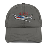 Airplane Embroidered Distressed Custom Cap (AIRG9G3FD260-R4) - Add Your N#