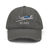 Airplane Embroidered Distressed Cap (AIRG9G385180-CBR1) - Add Your N#