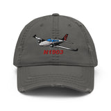 Airplane Embroidered Distressed Cap (AIR25521I-BGR1_EMB) - Personalized