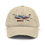 Airplane Embroidered Distressed Cap (AIRG9G3FD260-BURG1) - Personalized with Your N#