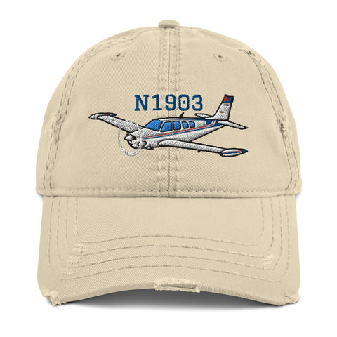 Airplane Design Embroidered Distressed Hat (AIR2552FEA36-BR6) - Add your N#