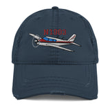 Airplane Embroidered Distressed Custom Cap (AIRG9G3FD260-R4) - Add Your N#