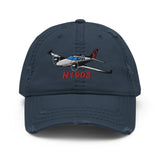 Airplane Embroidered Distressed Cap (AIR25521I-BGR1_EMB) - Personalized
