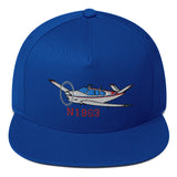 Airplane Embroidered Flat Bill Cap (AIR2552FEV35A-BR2) - Add your N#