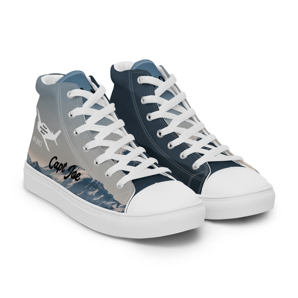 Custom Men’s High Top Canvas Shoes (Mountain) - Add Your Aircraft 5.5