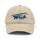 Airplane Embroidered Distressed Cap (AIR1M98LJ-B2) - Personalized with Your N#