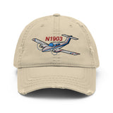 Airplane Embroidered Distressed Cap (AIR2554L3-BR2) - Personalized with Your N#