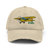 Airplane Embroidered Distressed Cap (AIRG9G3L2J3-YB1) - Personalized with Your N#