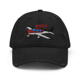Airplane Embroidered Distressed Cap (AIR39ISR22-RB1) - Personalized with Your N#