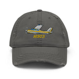 Airplane Embroidered Distressed Cap (AIR35JJ177-Y1) - Personalized with Your N#