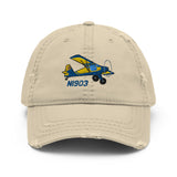 Airplane Embroidered Distressed Cap (AIRALJ897-YB1) - Personalized with Your N#