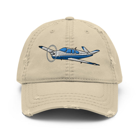 Airplane Embroidered Distressed Cap (AIR2552FES35-B2) - Personalized with Your N#