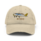 Airplane Embroidered Distressed Cap (AIR35JJ210A-YB1) - Personalized with Your N#