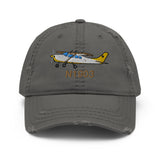 Airplane Embroidered Distressed Cap (AIR35JJ210A-YB1) - Personalized with Your N#